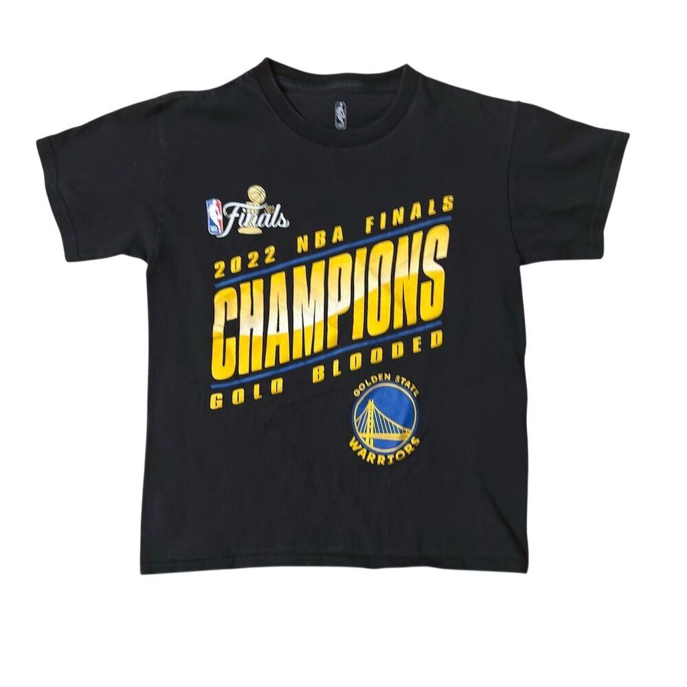 Golden State Warriors 2022 NBA Finals Champions T-Shirt Black Kids 10/12